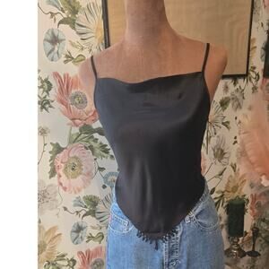 NWT Vintage Y2K Era Silk Handkerchief Tie Back Top/Lingerie
